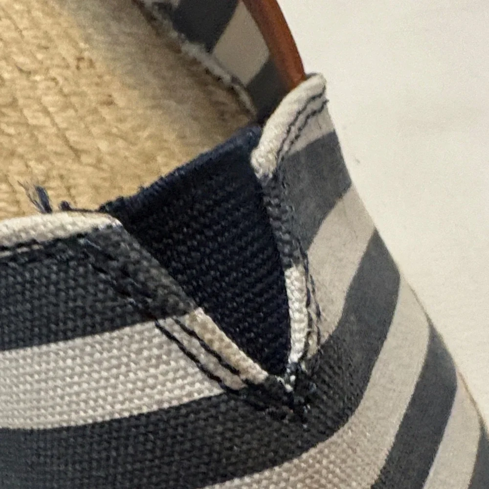 Michael Kors Navy and White Striped Espadrilles